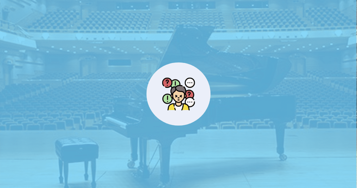 Anxiety-reducing image: A grand piano set in an empty auditorium serves as inspiration for mastering piano performances and overcoming anxiety.